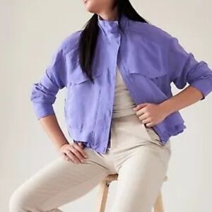 Athleta Purple Bomber Jacket Lightweight Cropped